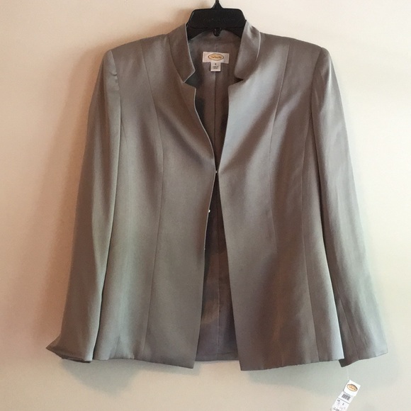 NWT Talbots Silk Blazer Jacket business Dress gray - Picture 2 of 7